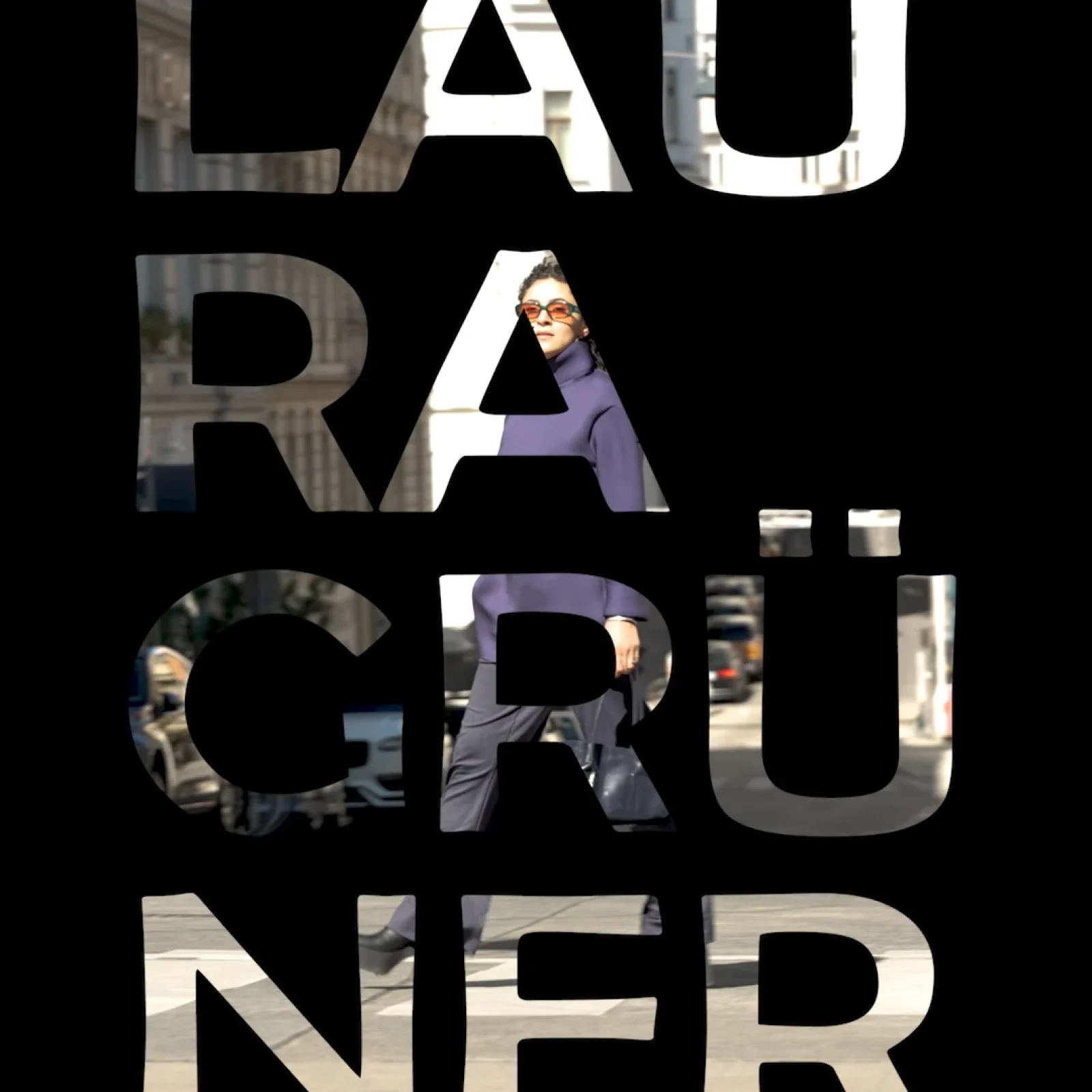 Typografisches Logo Design Laura Gruener mit integrierter Fashion-Fotografie für Social Media Kampagne