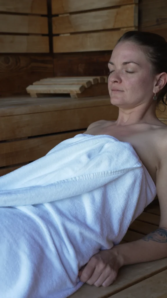 Frau entspannt im modernen Wellnessbereich des Hotel Kornock – professionelles Wellness Video von ArsMotion